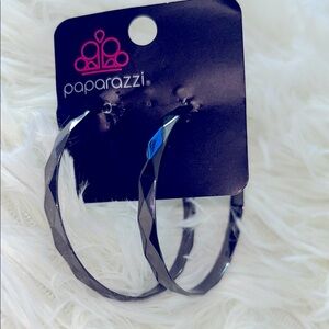 Paparazzi Black Sleek Hoop Earrings